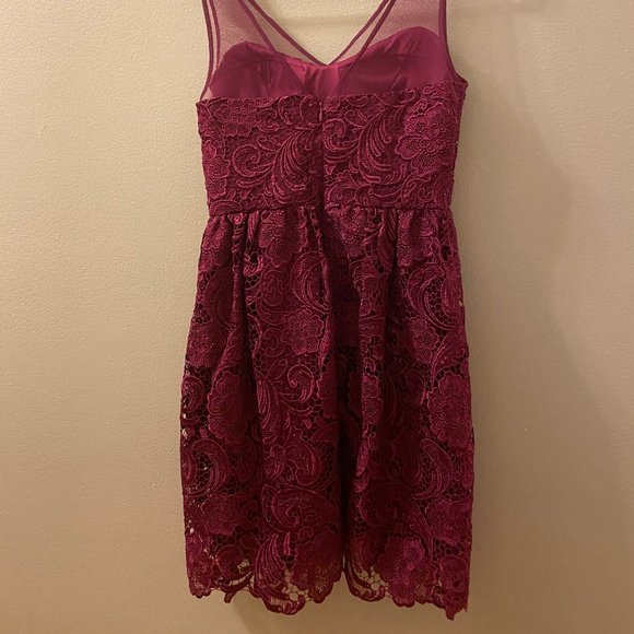 Lace Cocktail Fit and Flare- Illusion Neckline - Picture 7 of 7